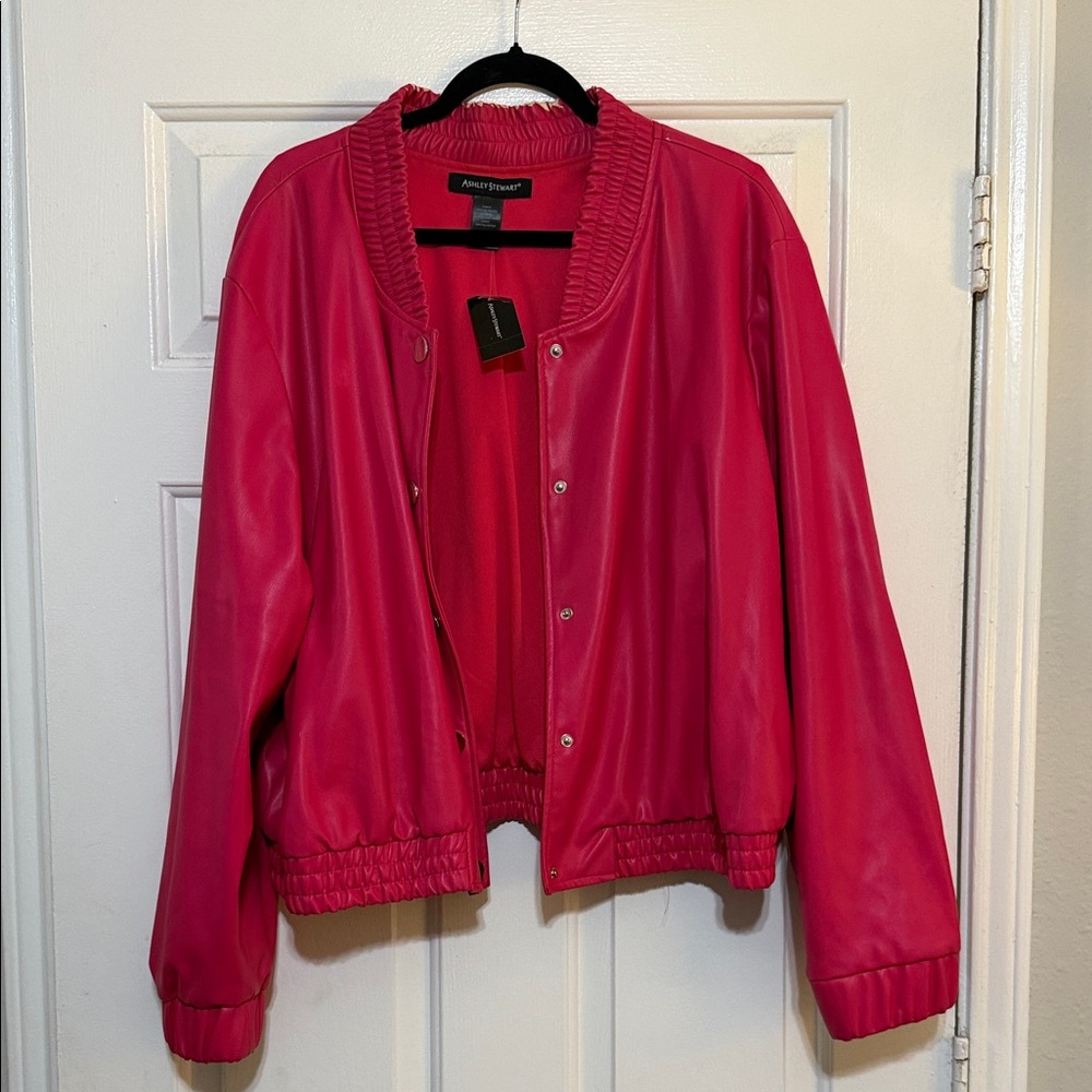 Ashley Stewart  Women's Vibrant Pink Bomber Jacket
